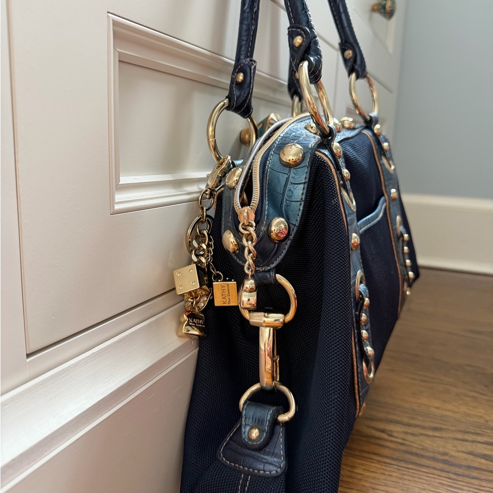 Kathy Van Zeeland Navy Blue Shoulder Bag - Picture 4 of 15